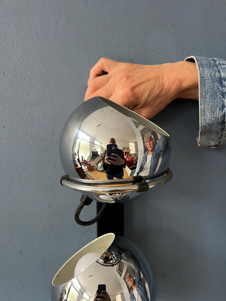 Vintage Chrome GEPO Eyeball Wall Sconce