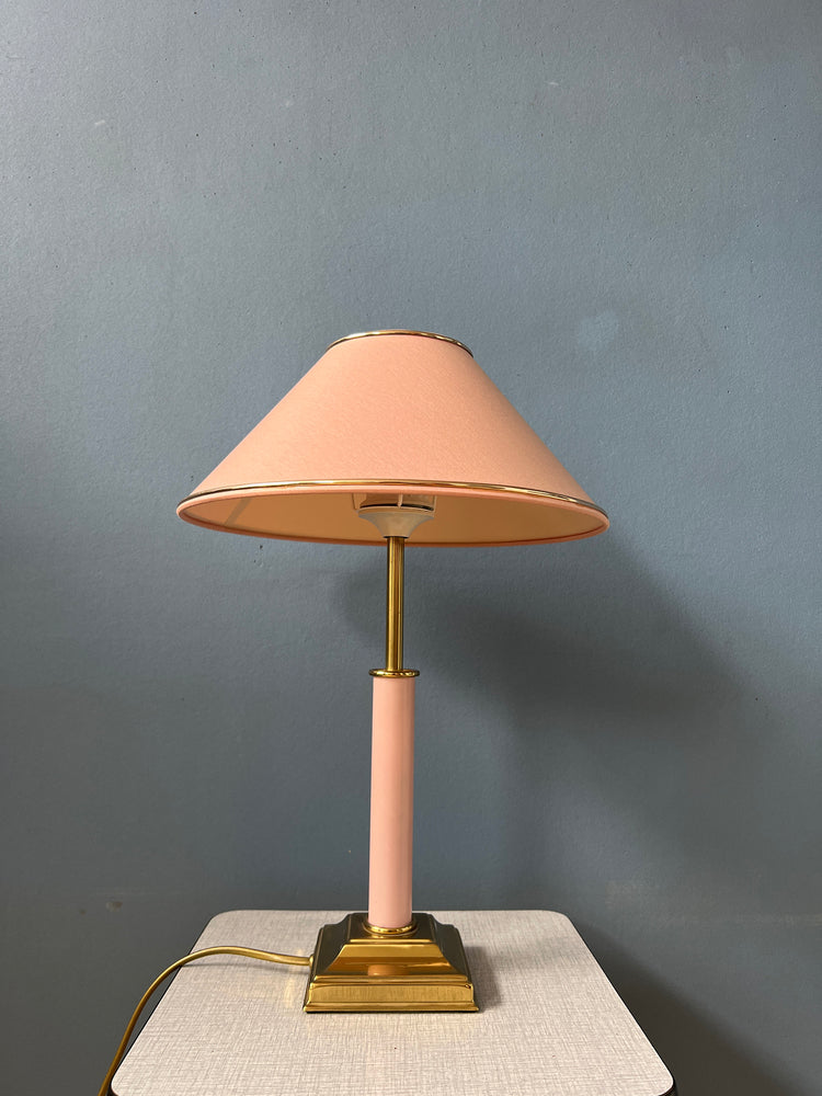Pink and Gold Hollywood Regency Table Lamp