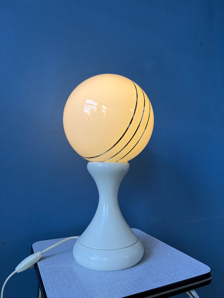 White Opaline Glass Space Age Table Lamp