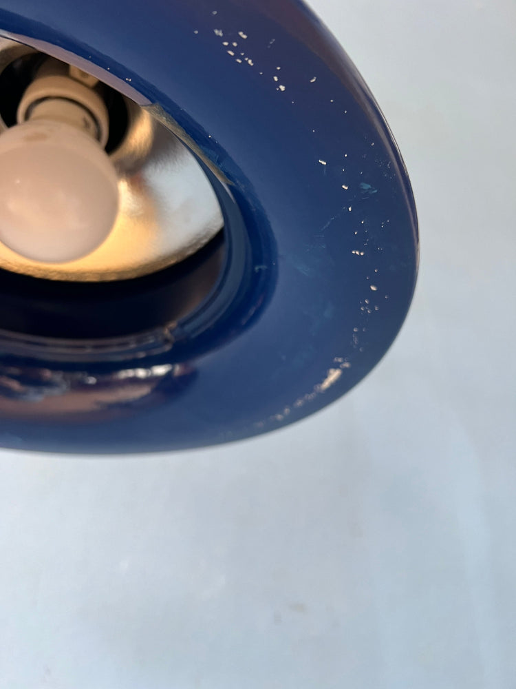 Blue Mid Century Flying Saucer UFO Pendant Lamp