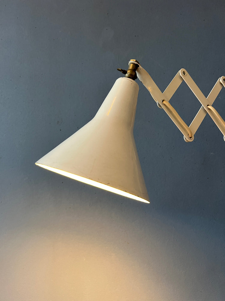 White Metal Mid Century Scissor Wall Lamp