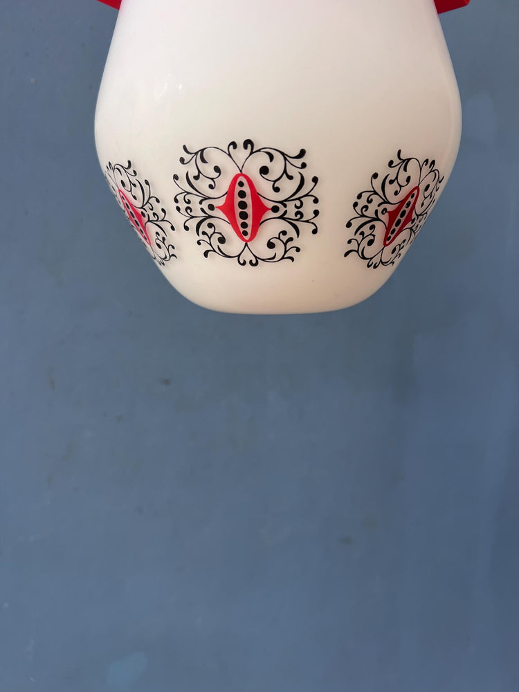 Vintage Opaline Glass Thabur Ceiling Lamp with Orange Ceiling Cap