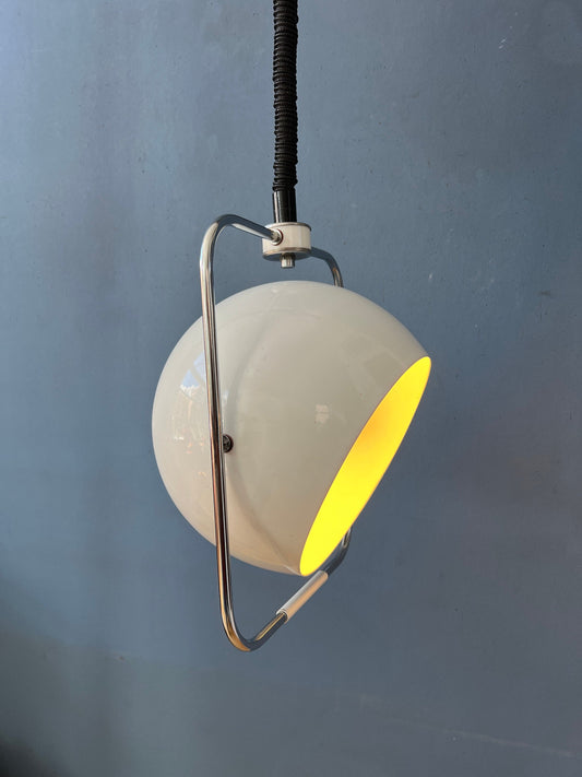Vintage GEPO Eyeball Pendant Lamp - Beige Mid Century Modern Light Fixture