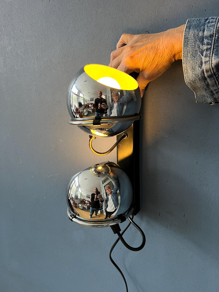 Vintage Chrome GEPO Eyeball Wall Sconce