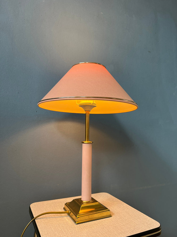 Pink and Gold Hollywood Regency Table Lamp