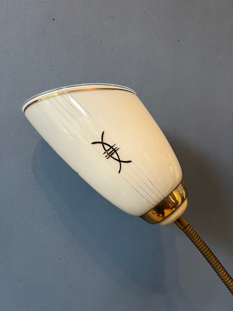 Mid Century 50s Three Arm Brass Floor Lamp with Glass Cones