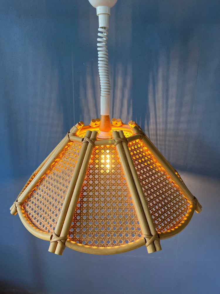 Rotan Pendant Lamp - Rattan Boho Light Fixture - Bamboo Vintage Lamp