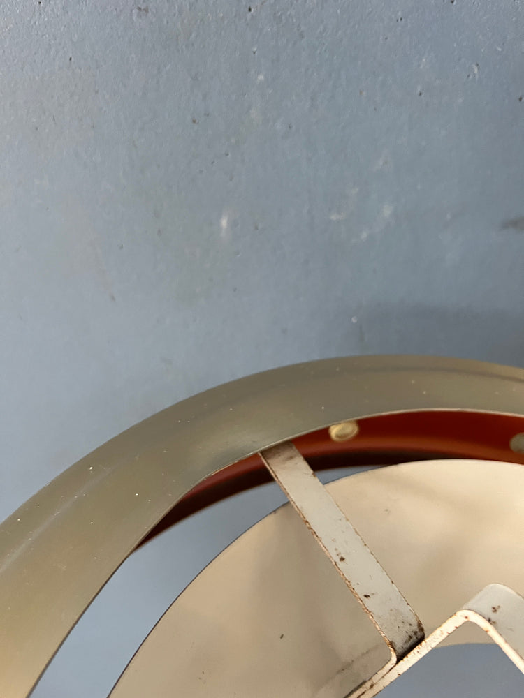 Mid Century Aluminium Pendant Lamp with Orange Lacquer