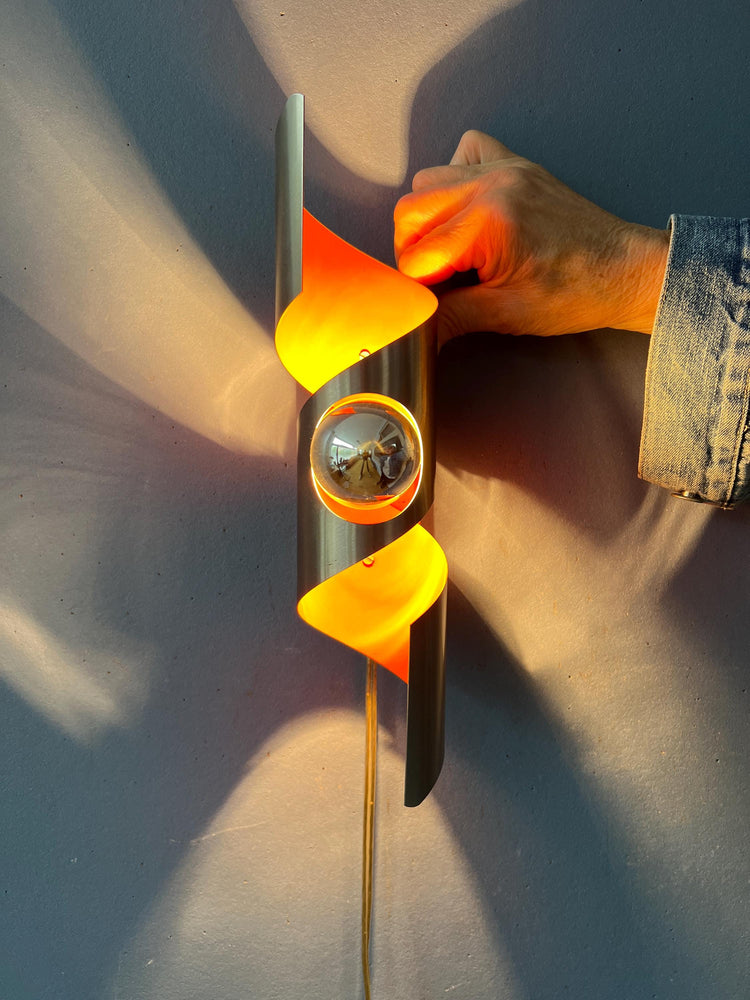 Vintage 'Twisted' Polam Space Age Wokkel Wall Lamp