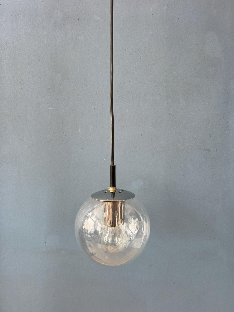 Vintage Small Raak Seeded Glass Hanging Lamp