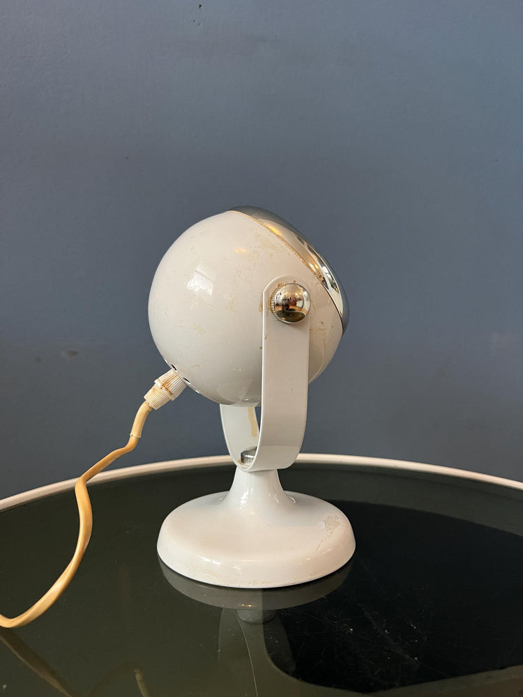 Mid Century Small White Space Age Eyeball Table Lamp