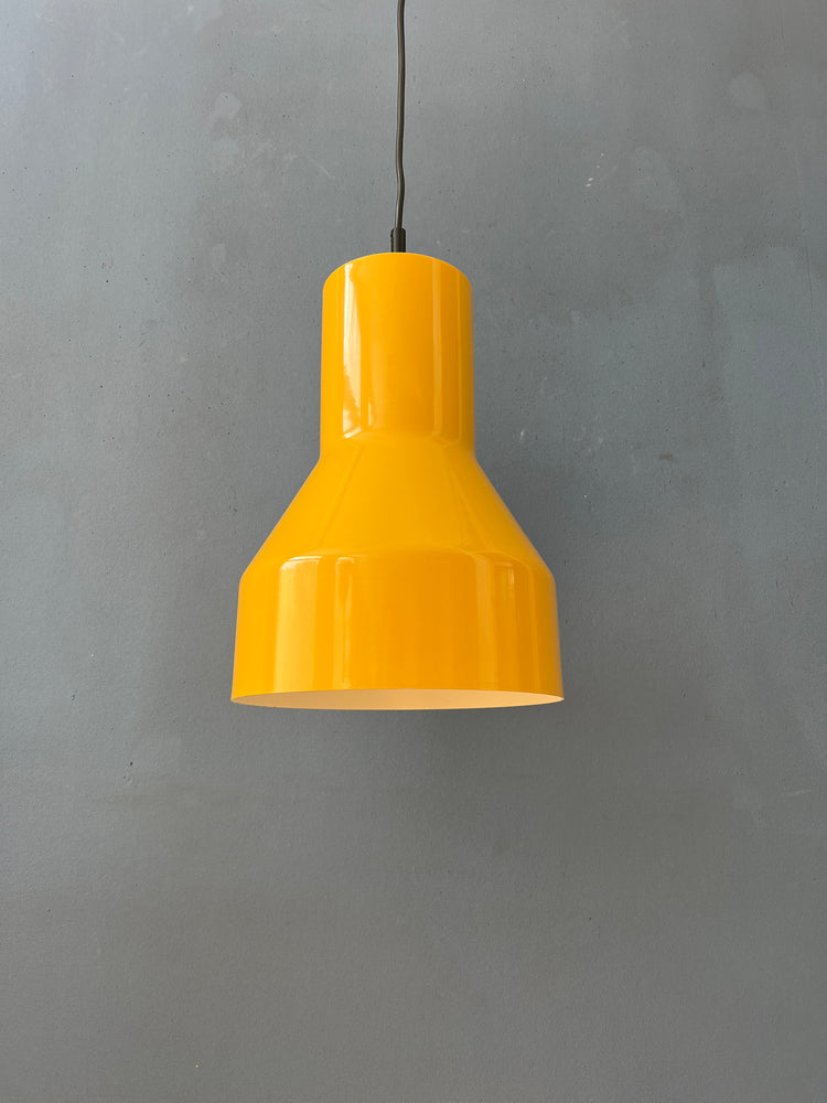 Yellow Metal Industrial Shaped Space Age Pendant Light