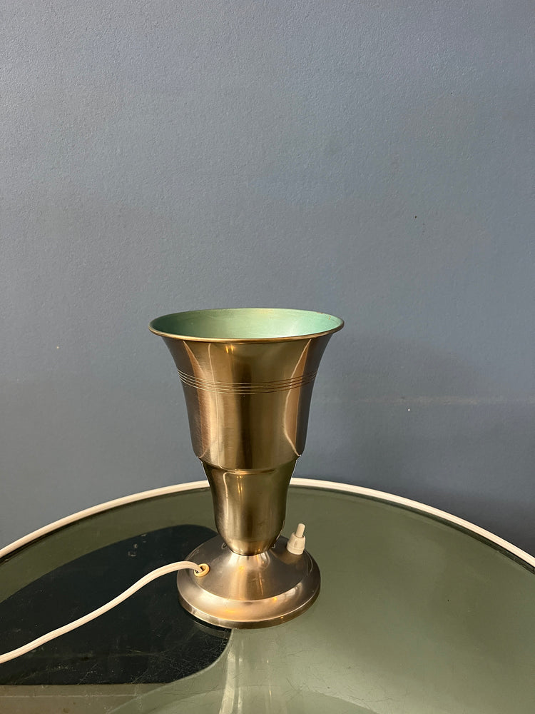 Metal Trumpet Uplighter 'Cup' Table Lamp in Silver Colour