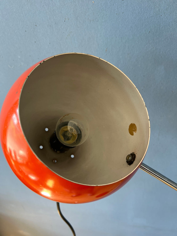 Vintage Red Floor Lamp - Eyeball - Space Age - Mid Century Standing Light