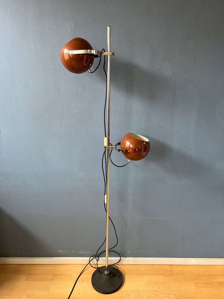 Brown Vintage Herda Eyeball Floor Lamp | Vintage Space Age Standing Light
