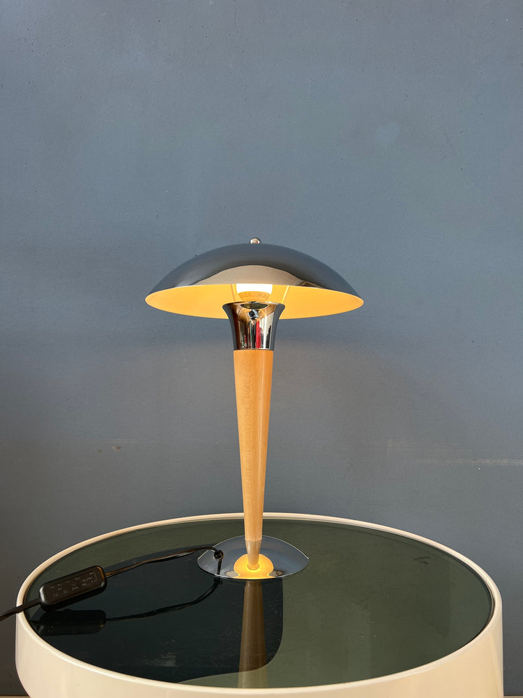 Mid Century Massive Chrome Mushroom Table Lamp