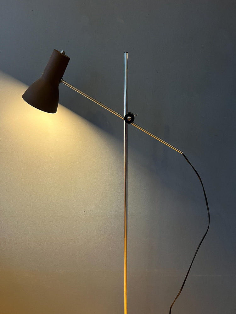 Mid Century Adjustable Brown Floor Lamp