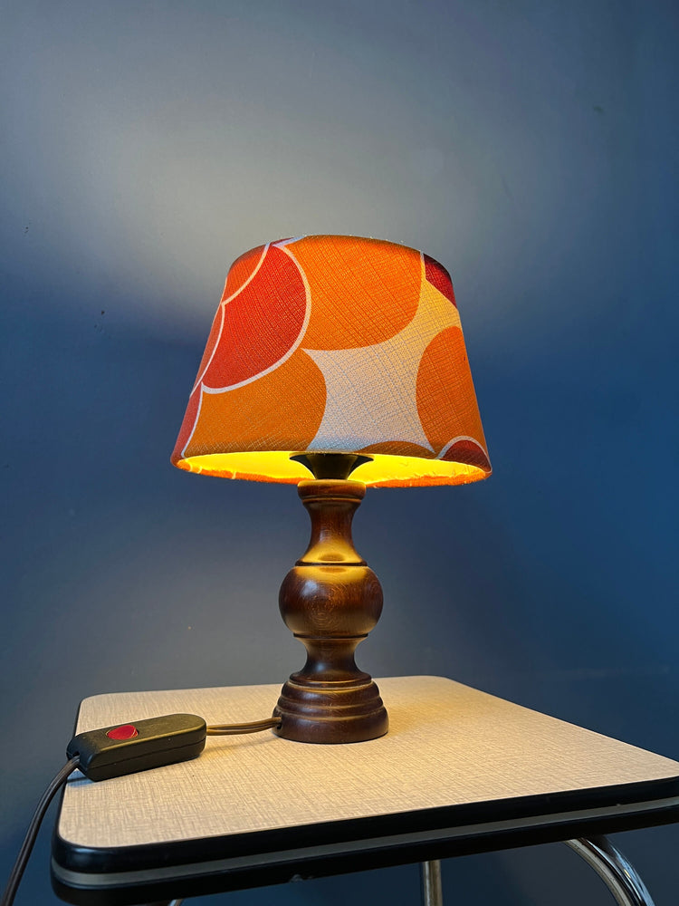 Vintage Space Age Table Lamp with Orange Textile Shade