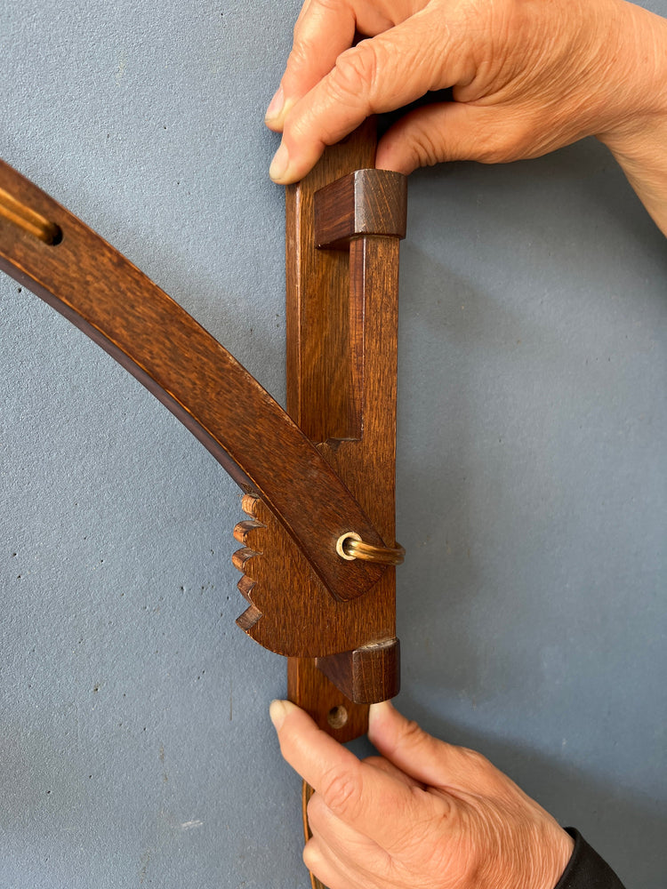 Mid Century Teak Wall Lamp - Glass Wall Light - Adjustable Sconce