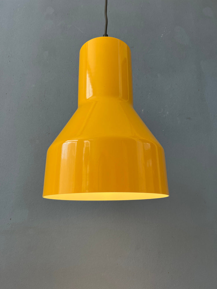 Yellow Metal Industrial Shaped Space Age Pendant Light