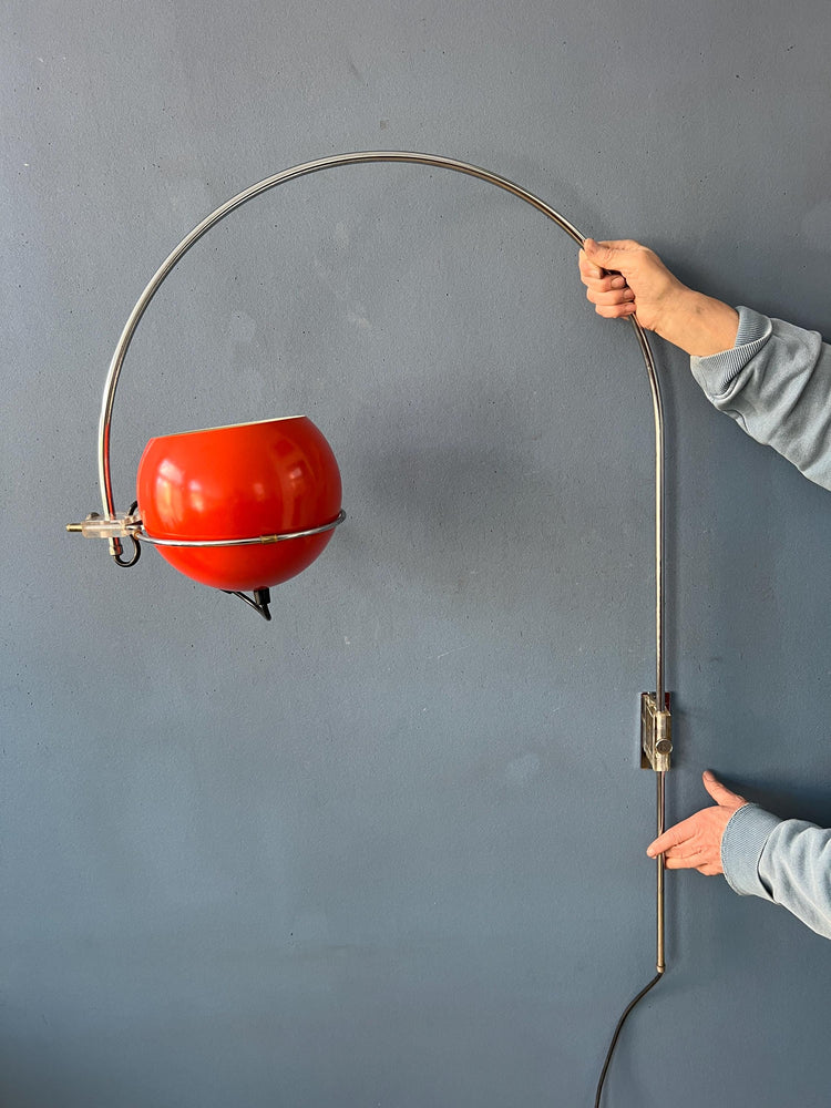 Orange Mid Century Space Age GEPO Eyeball Arc Wall Lamp