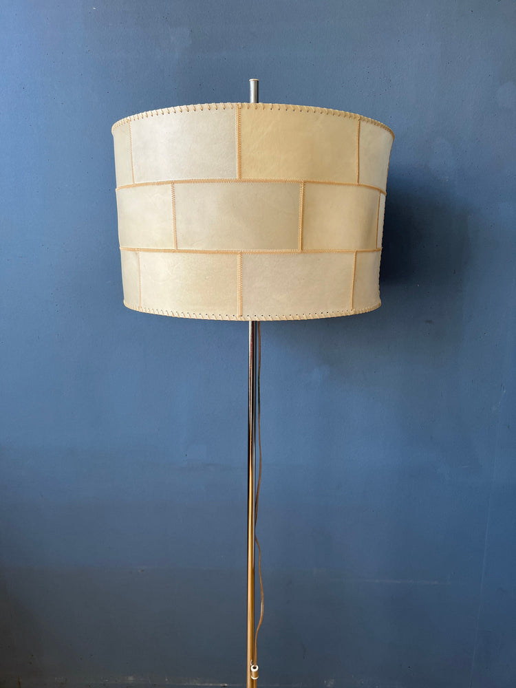 Mid Century Staff Leuchten Leather Floor Lamp