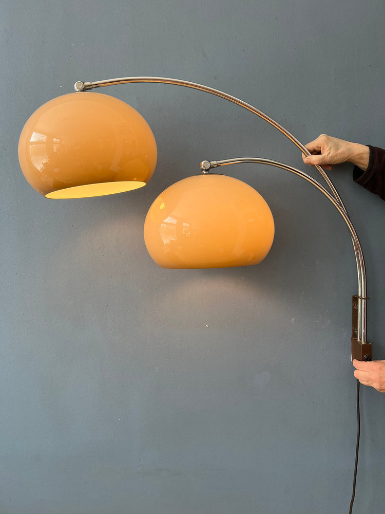 Vintage Double Arc Mushroom Wall Lamp by Dijkstra - Space Age Light Fixture