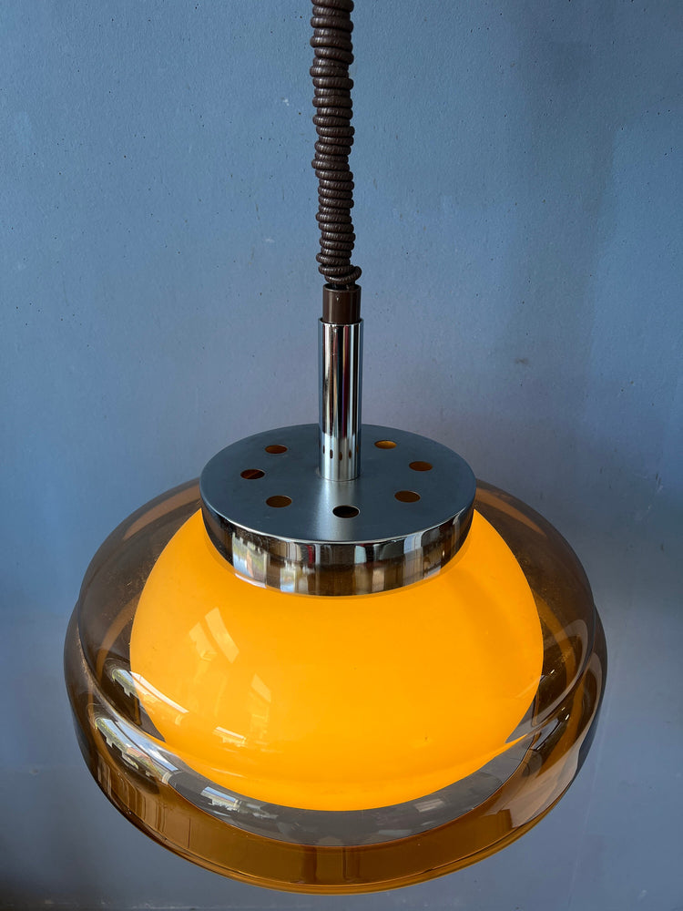 Herda Pendant Lamp - Space Age Pendant Light - Acrylic Glass Light Fixture - 70s Rise and Fall Lamp