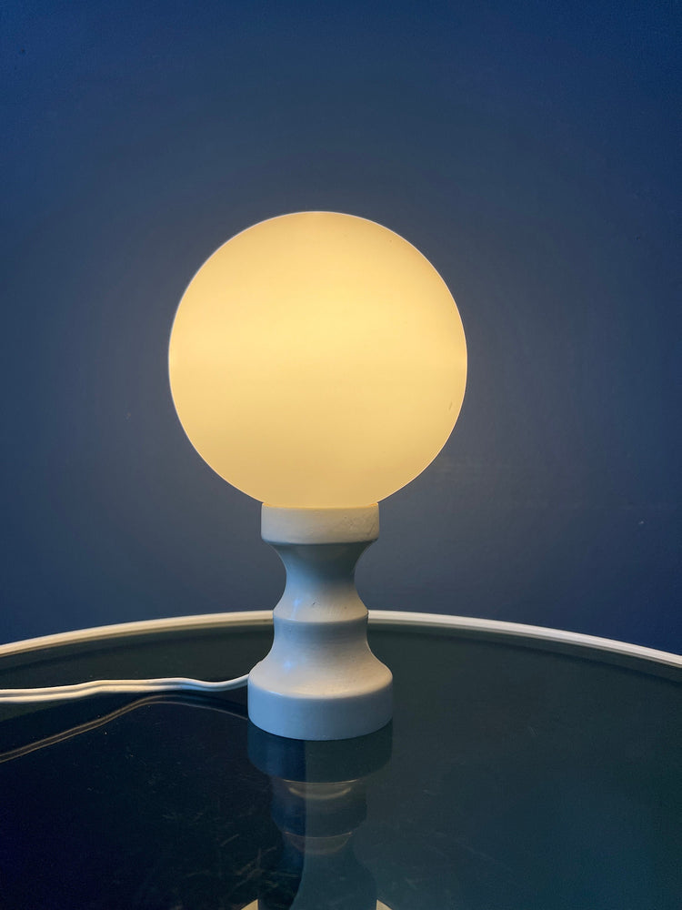 White Space Age Opaline Glass Table Lamp