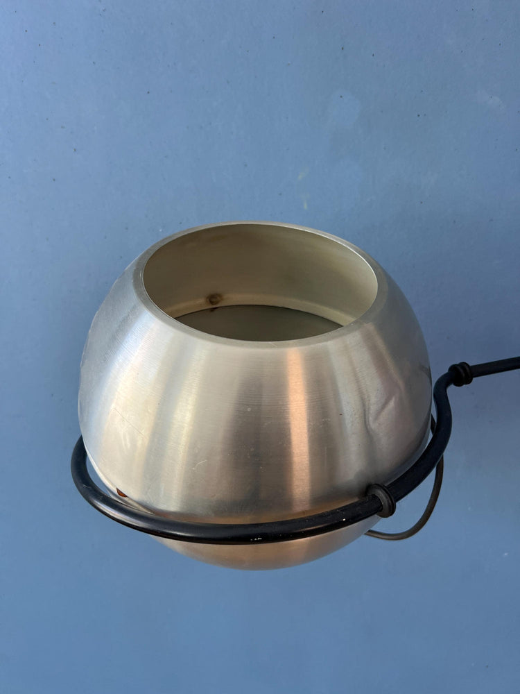 Vintage Mid Century Silver Globe Swing Arm Wall Lamp