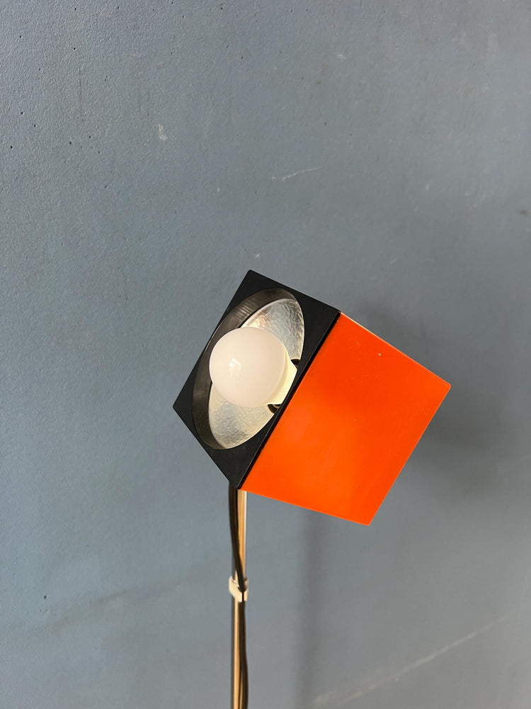 Small Vintage Orange Philips Space Age 'Cube' Floor Lamp