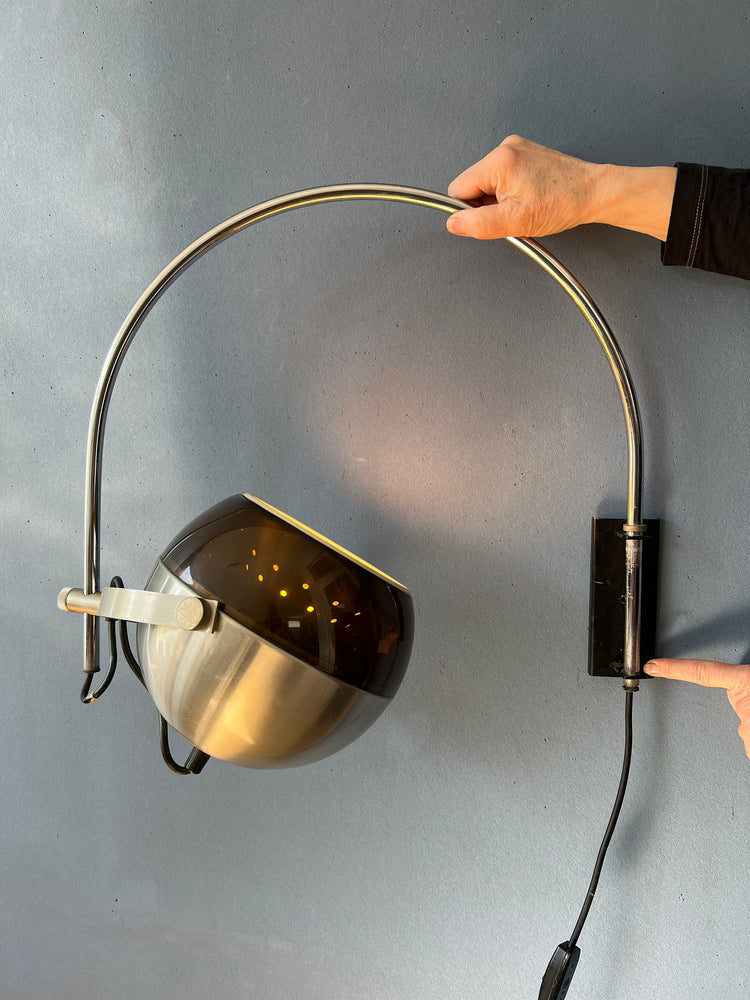 Vintage 70s Space Age Arc Wall Lamp 'Globe' by Dijkstra