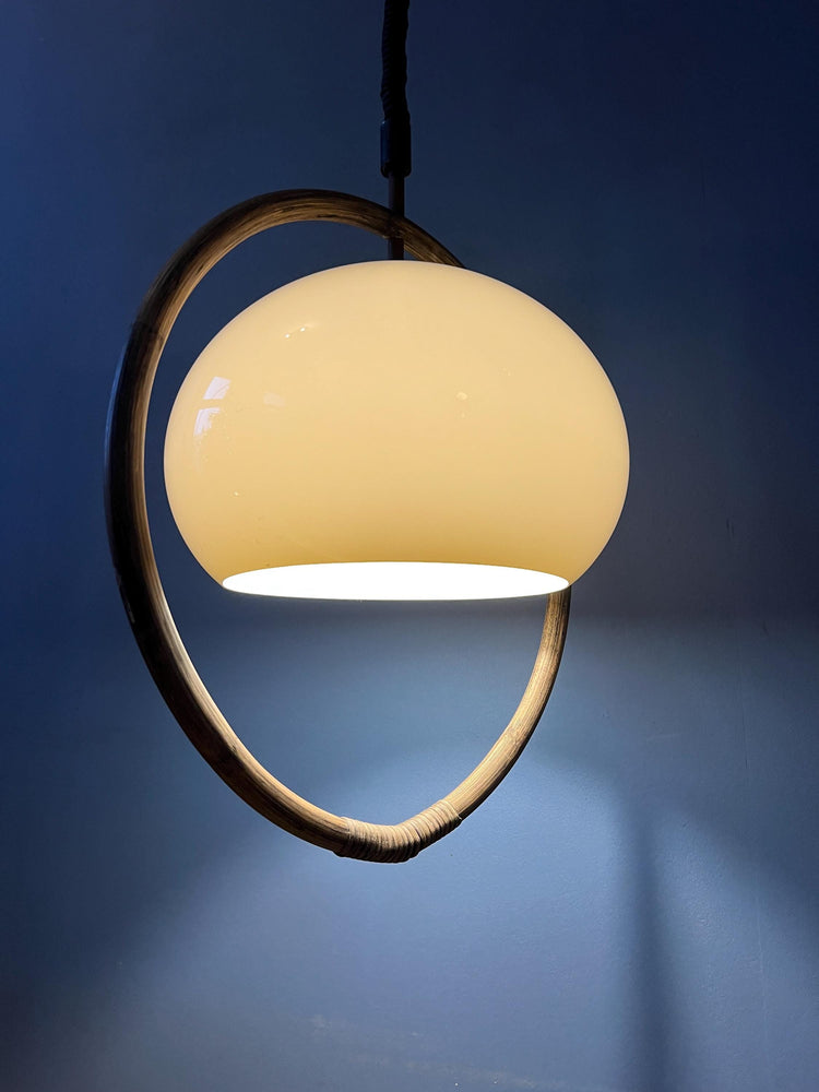 Mid Century Bamboo Dijkstra Space Age Mushroom Pendant Lamp