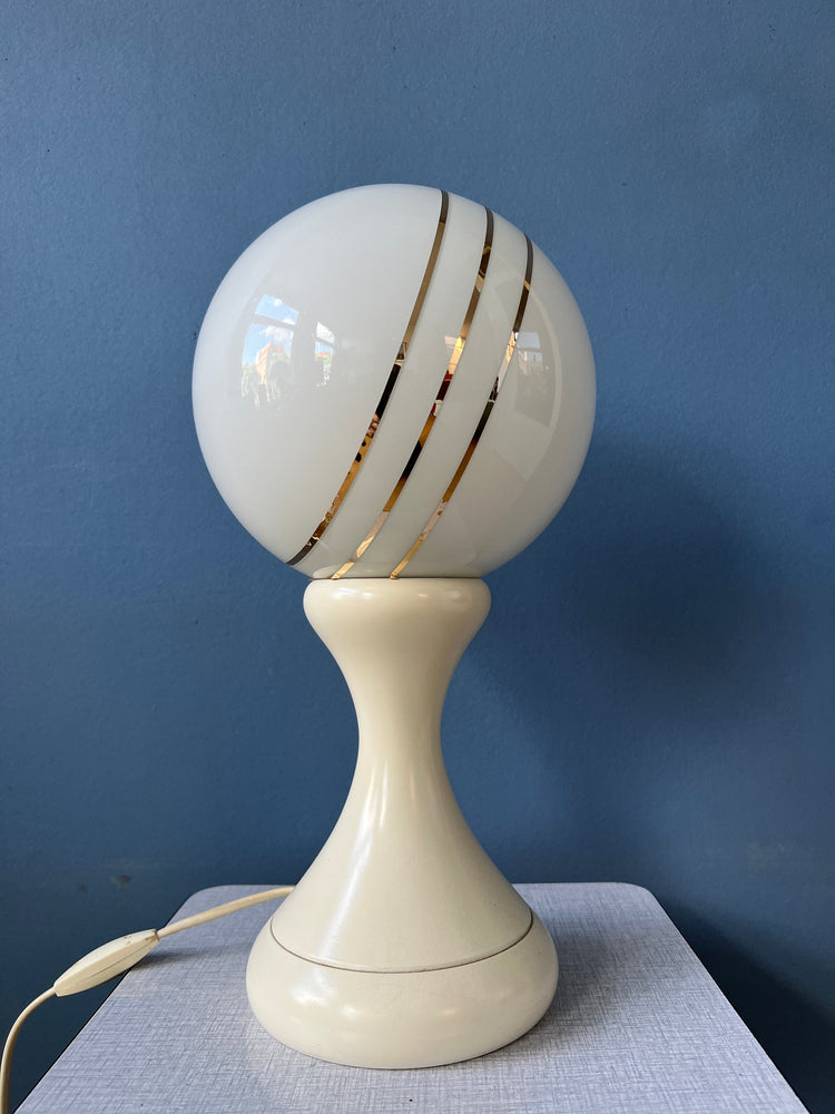 White Opaline Glass Space Age Table Lamp
