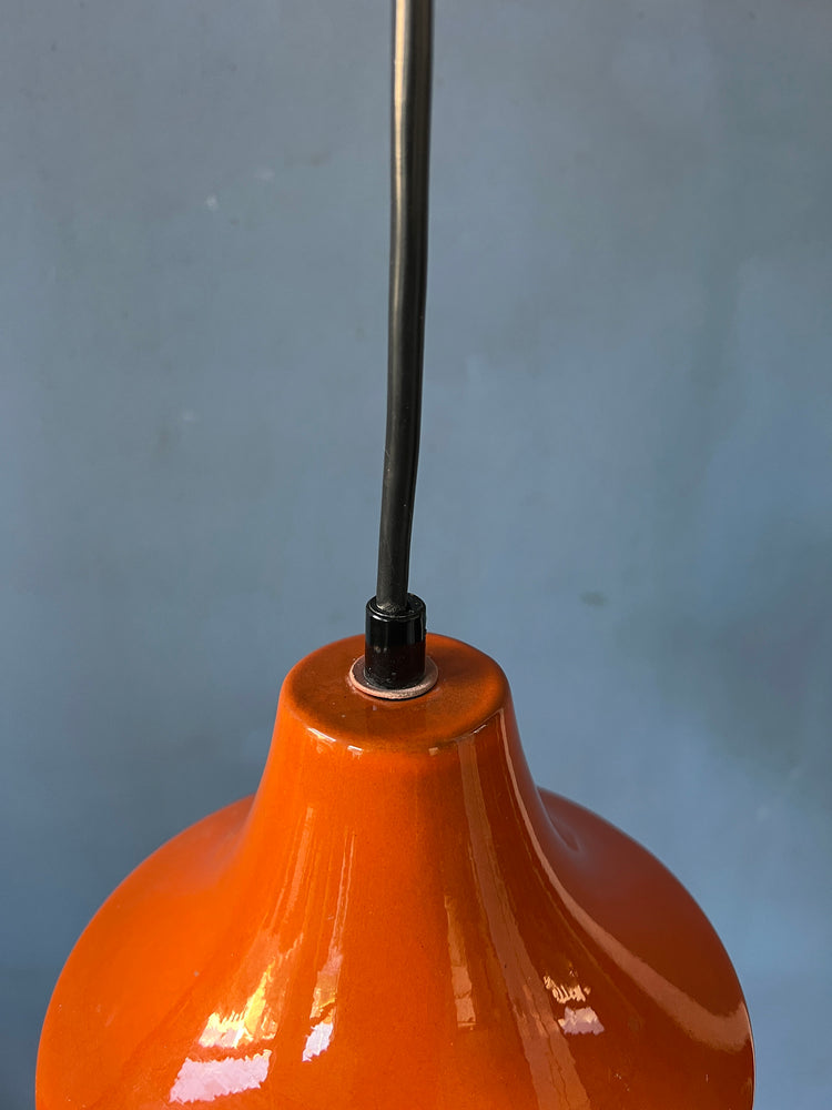 Small Orange West Germany Ceramic Pendant Lamp