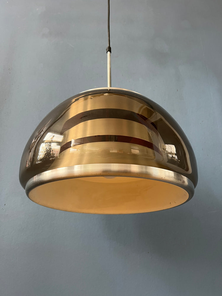 Mid century Space Age Smoked Glass Pendant Lamp