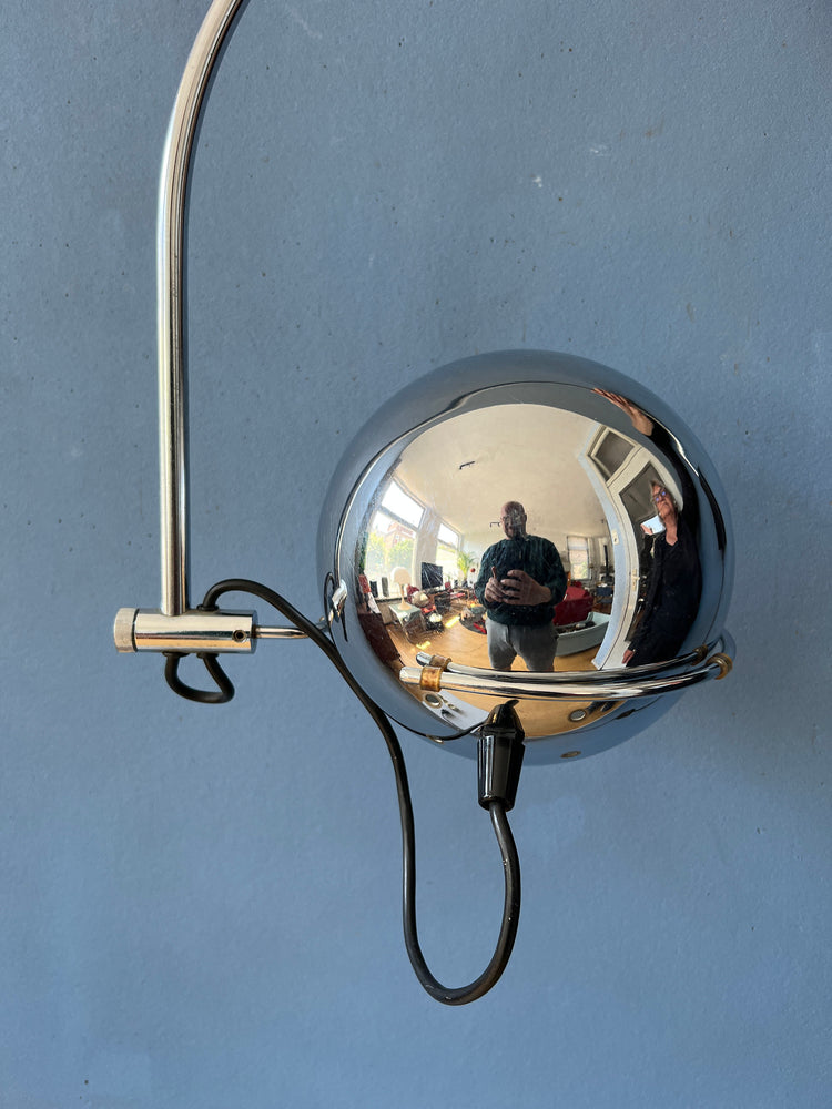 Chrome Eyeball Wall Lamp - Arc Wall Light - Mid Century Light Fixture - Space Age