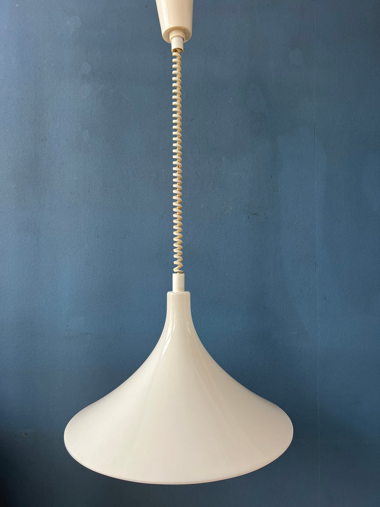 Mid Century White Space Age Witch Hat Pendant Lamp