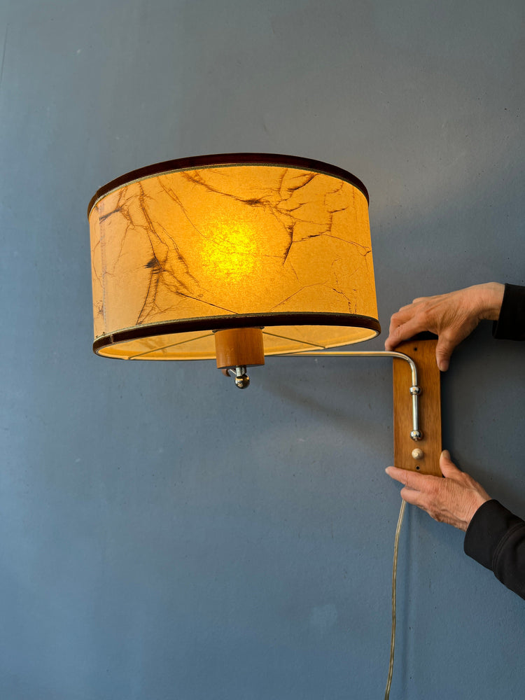 Swing Arm Wall Lamp - Mid Century Teak Wall Lamp - Vintage Sconce