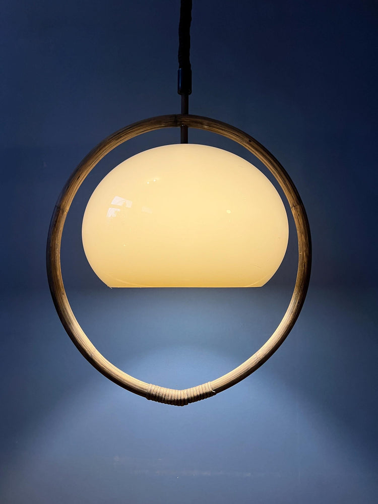 Mid Century Bamboo Dijkstra Space Age Mushroom Pendant Lamp