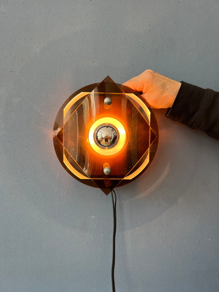 Herda Space Age Rounded Plexiglass Wall Sconce - Perspex Wall Lamp