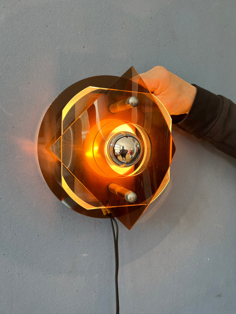 Herda Space Age Rounded Plexiglass Wall Sconce - Perspex Wall Lamp