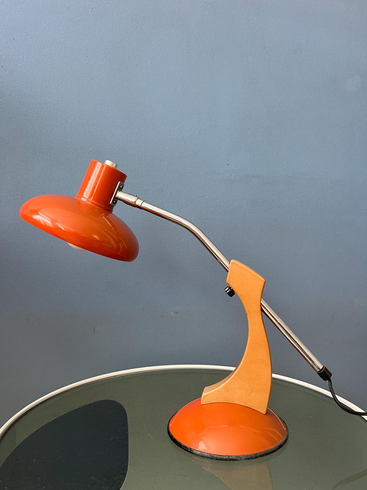 Massive Orange and Brown Fase Style Space Age Desk Lamp