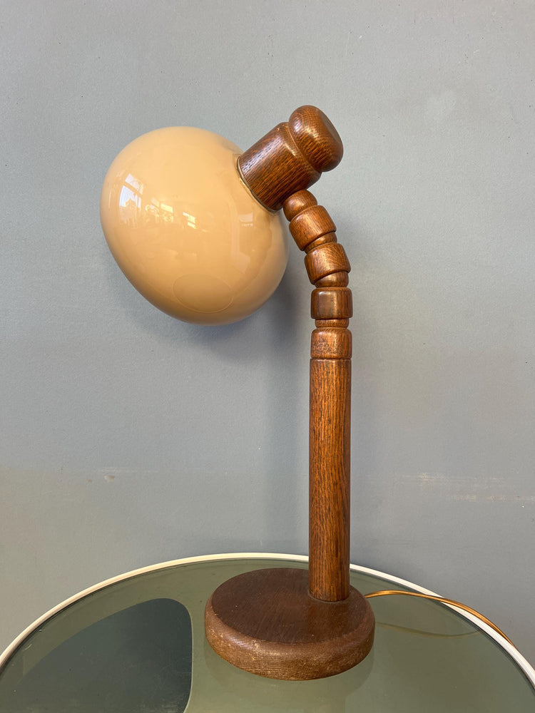 Vintage Steinhauer Wooden Mushroom Table Lamp