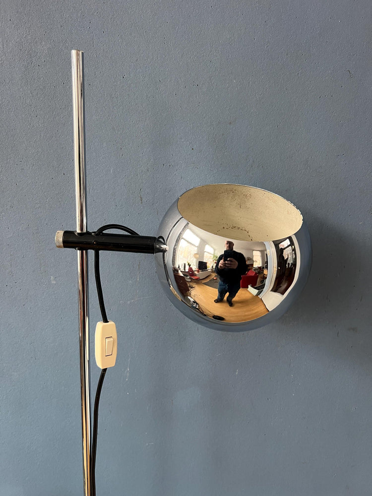 70s Mid Century Chrome Herda Eyeball Floor Lamp