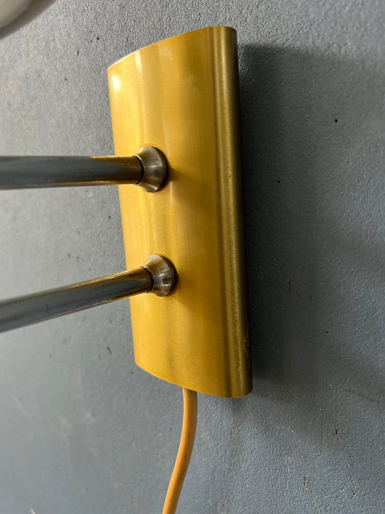 Mid Century Dijkstra Glass and Brass Sconce Wall Light