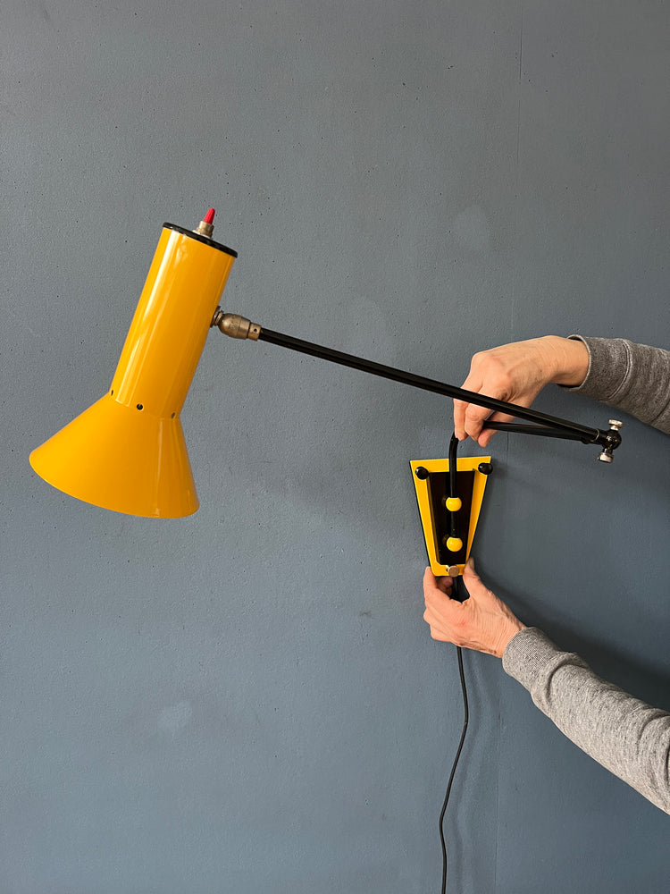 Unique Yellow 80s Swing Arm Wall Lamp
