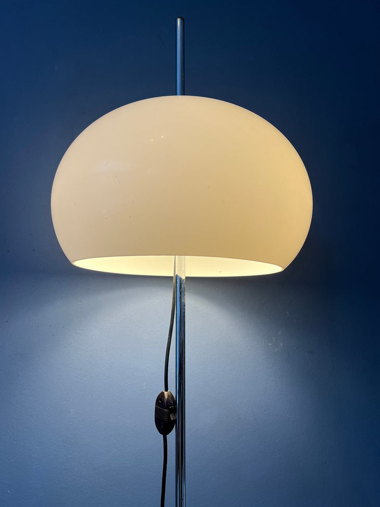 Mid Century Mushroom Floor Lamp with White Plexiglass Shade