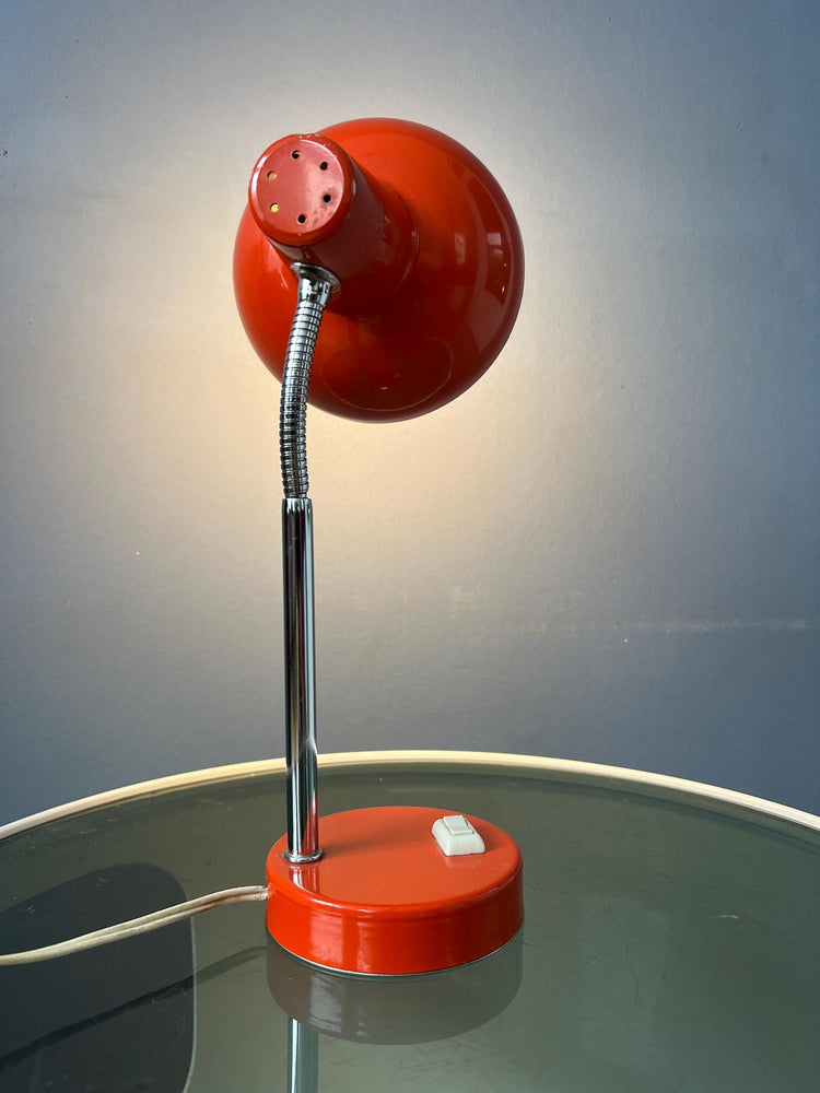 Small Mid Century Red Adjustable Desk Lamp