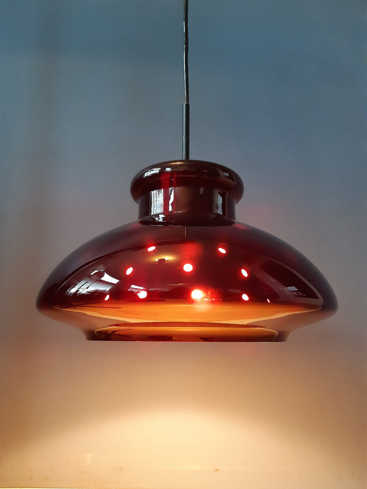 Vintage Doria Leuchten Glass-Made Space Age Pendant / Ceiling Lamp